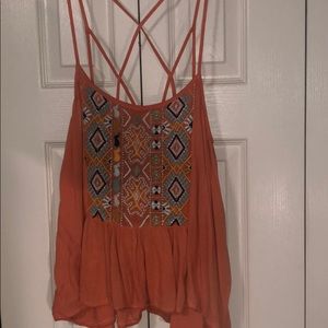 Embroidered strappy tank top
